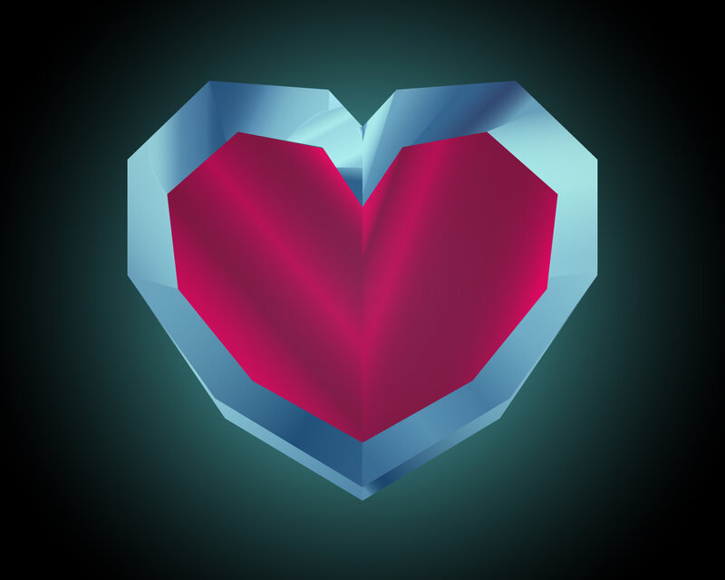 3D heart gem icon