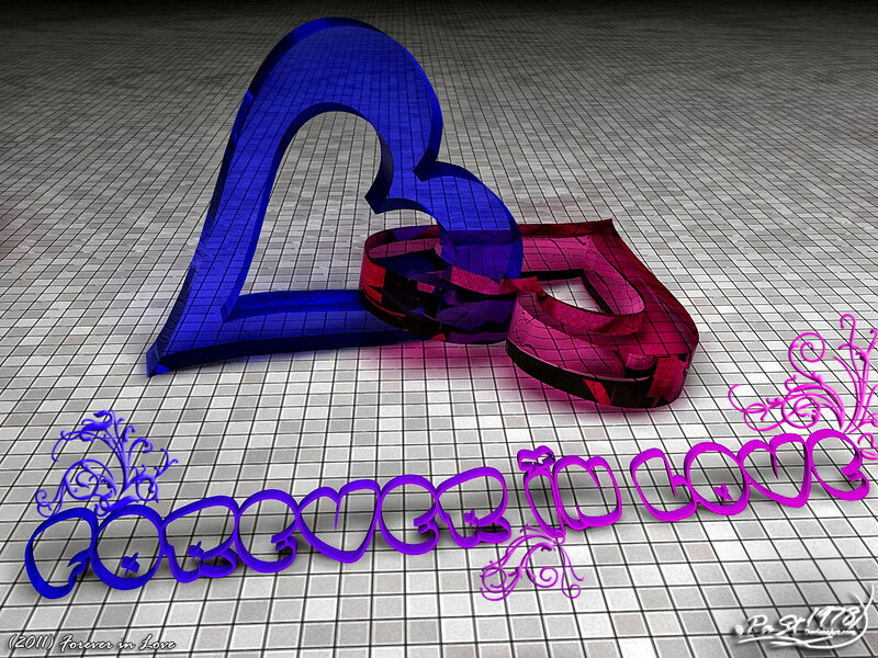 3d Hearts and Text