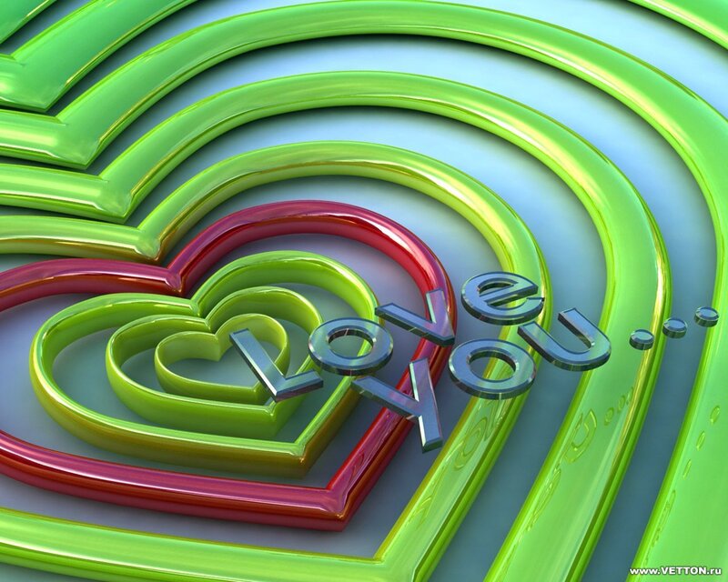 3D hearts with love you text