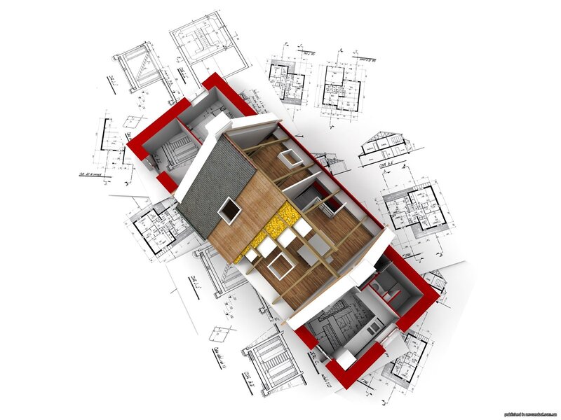 3D house model with blueprints