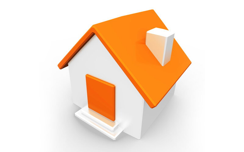 3D house model with orange roof