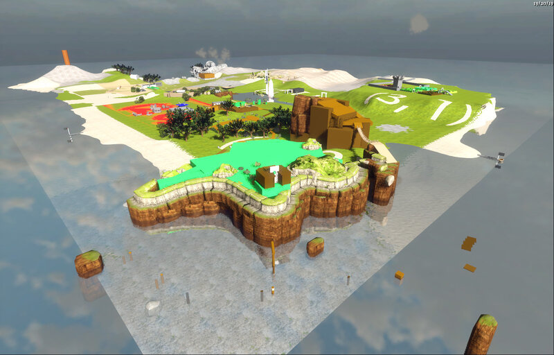 3D island map with structures