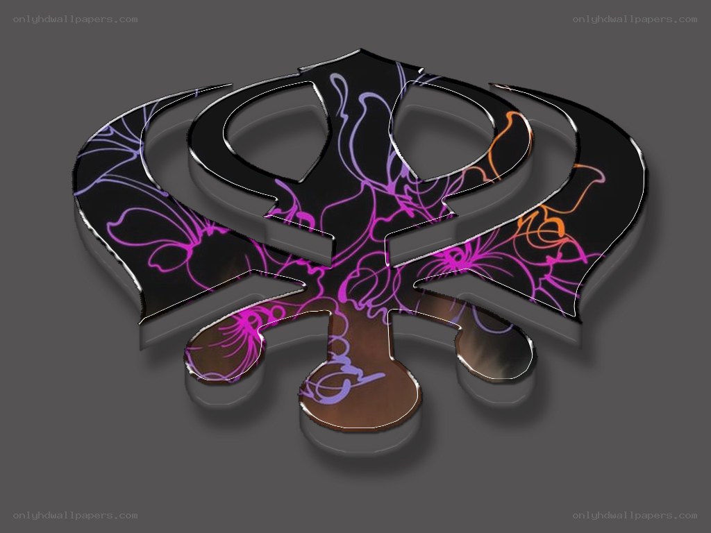 3D Khanda symbol with neon design