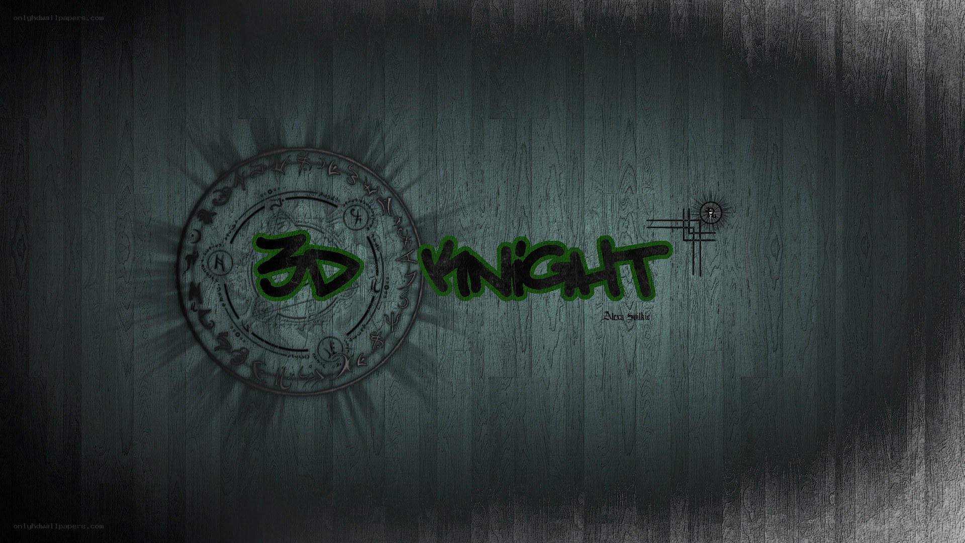 3D Knight logo on dark wood