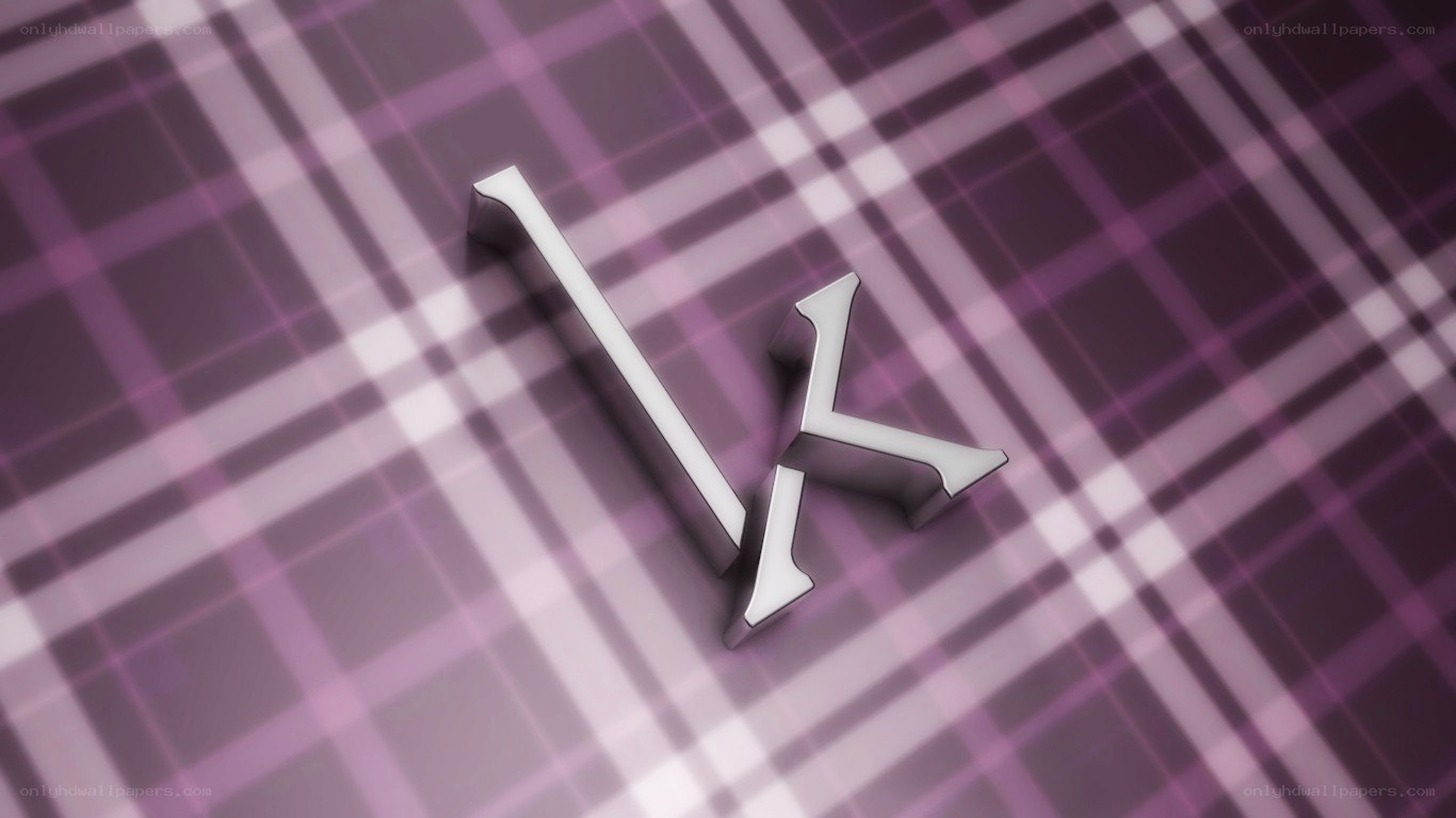 3D letter K on plaid background