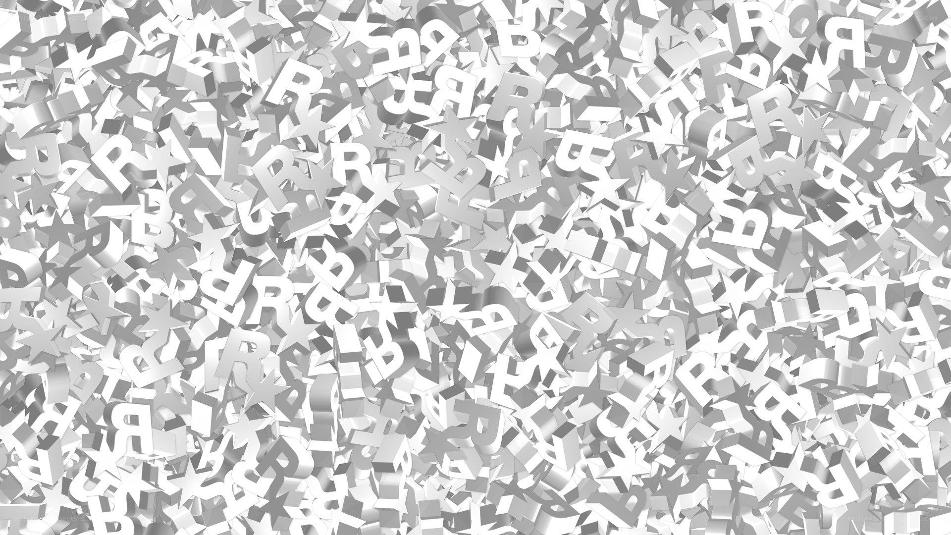 3D letters and stars scattered