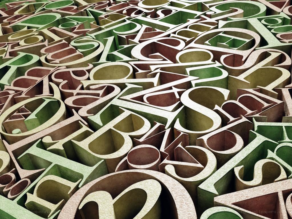 3D letters in a colorful pile