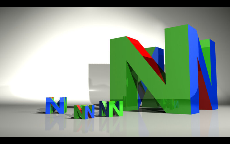 3D letters N in various sizes