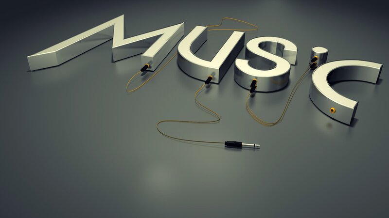 3D Letters Spelling MUSIC — Gray, Minimalist