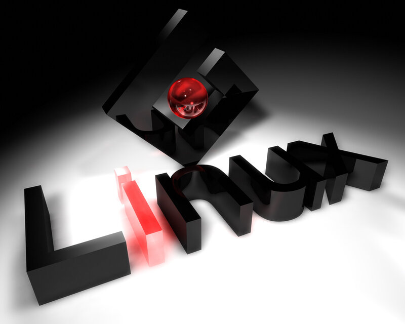 3D Linux logo with red sphere