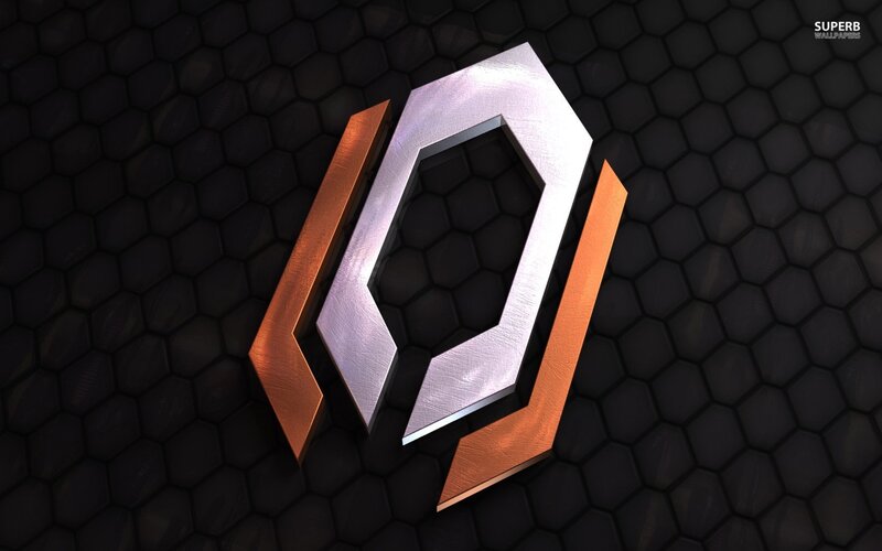 3D logo on hexagonal background