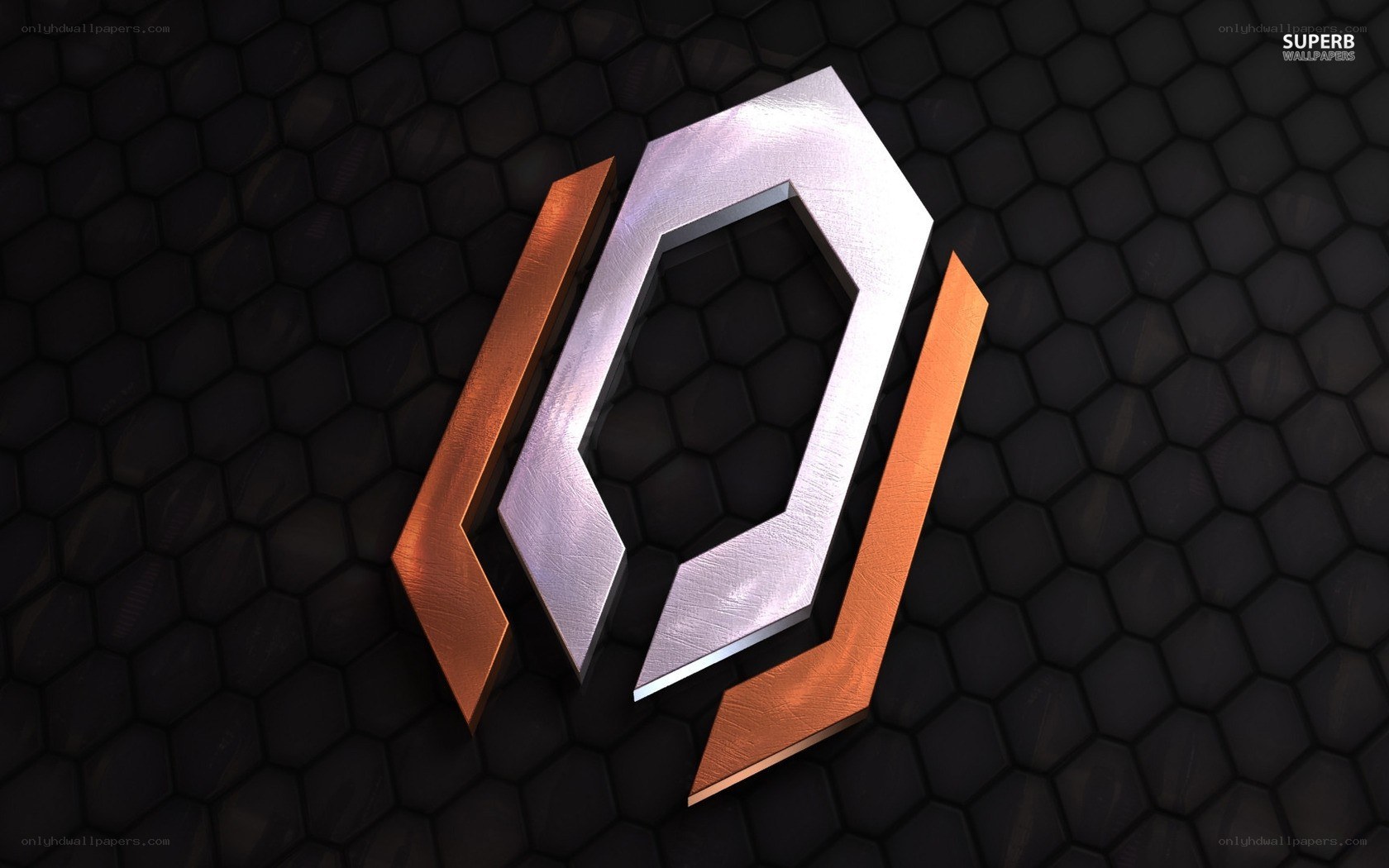 3D logo on hexagonal background