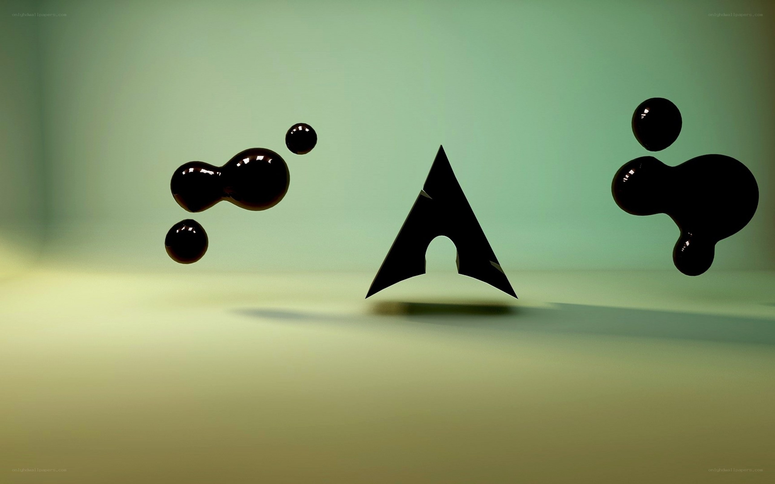 3D logo with floating shapes