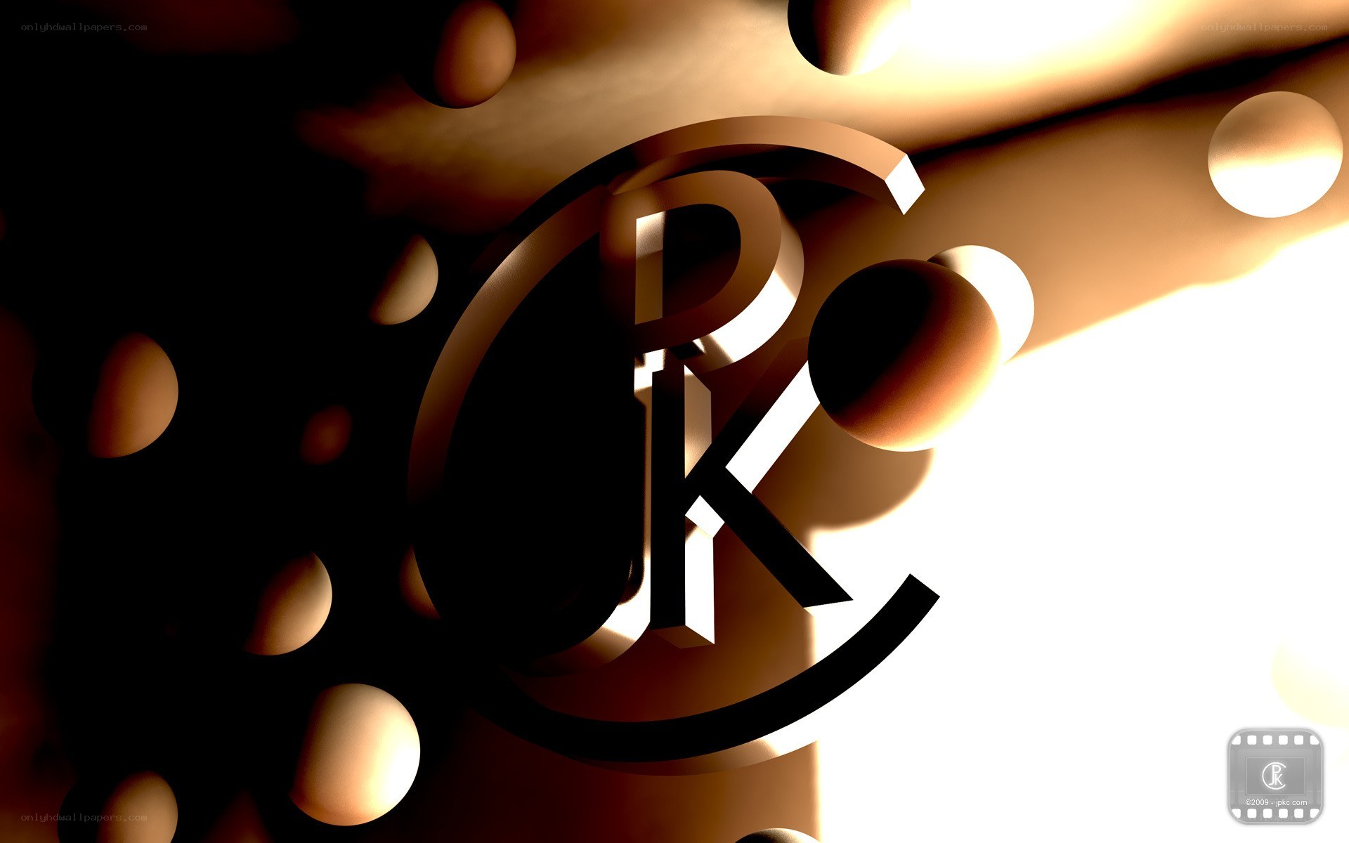 3D logo with golden spheres