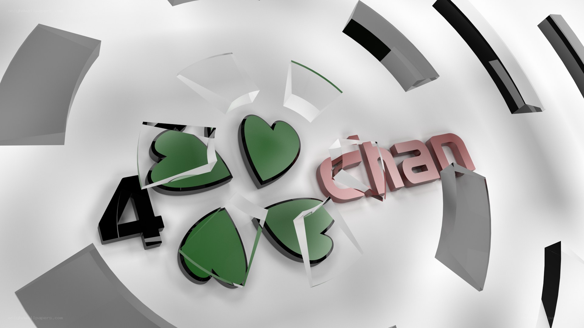 3D logo with hearts and text