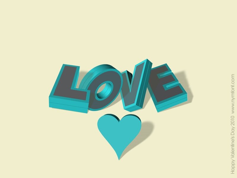 3D Love Text with Heart