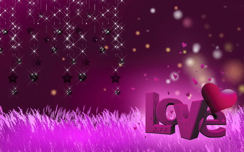3d Love Text with Hearts