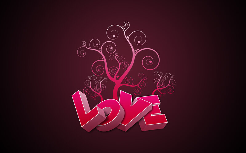 3d Love Text with Vines