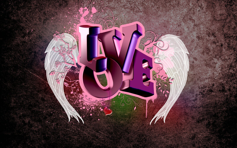 3D Love with Angel Wings