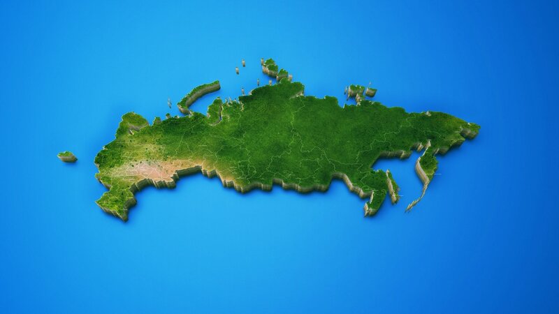 3D Map of Russia — Blue