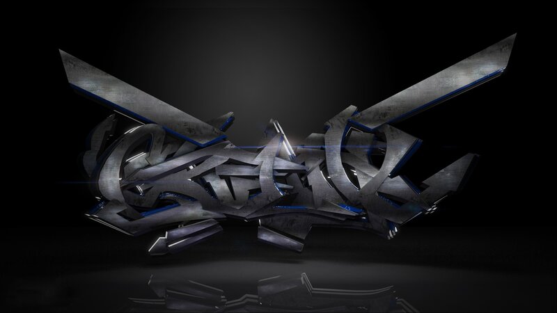 3d Metallic Graffiti Art — Black