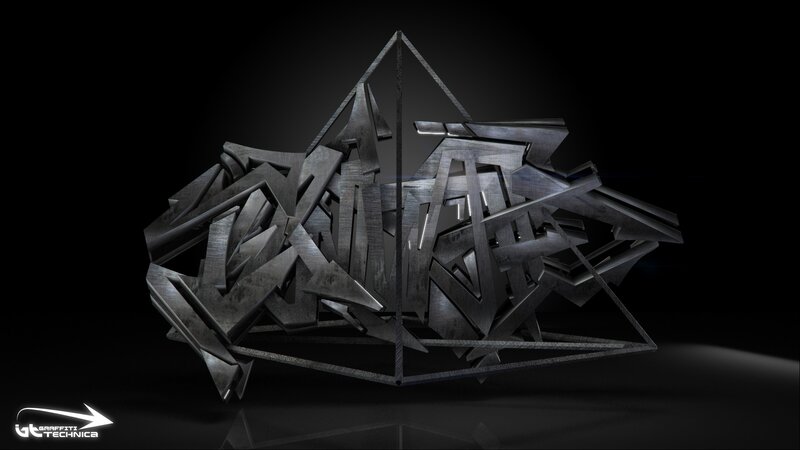 3D metallic graffiti sculpture