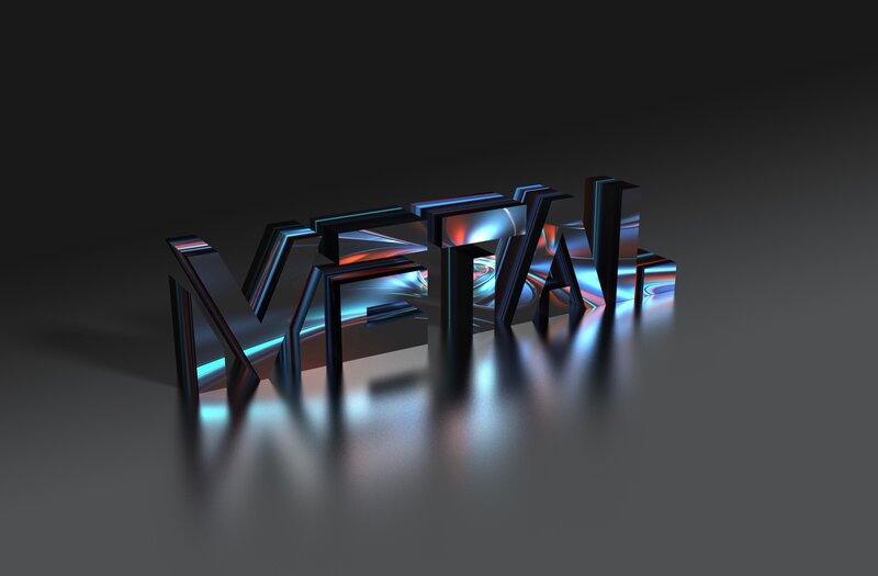 3D Metallic Text — Black