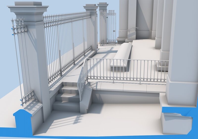 3d Model of a Building Entrance