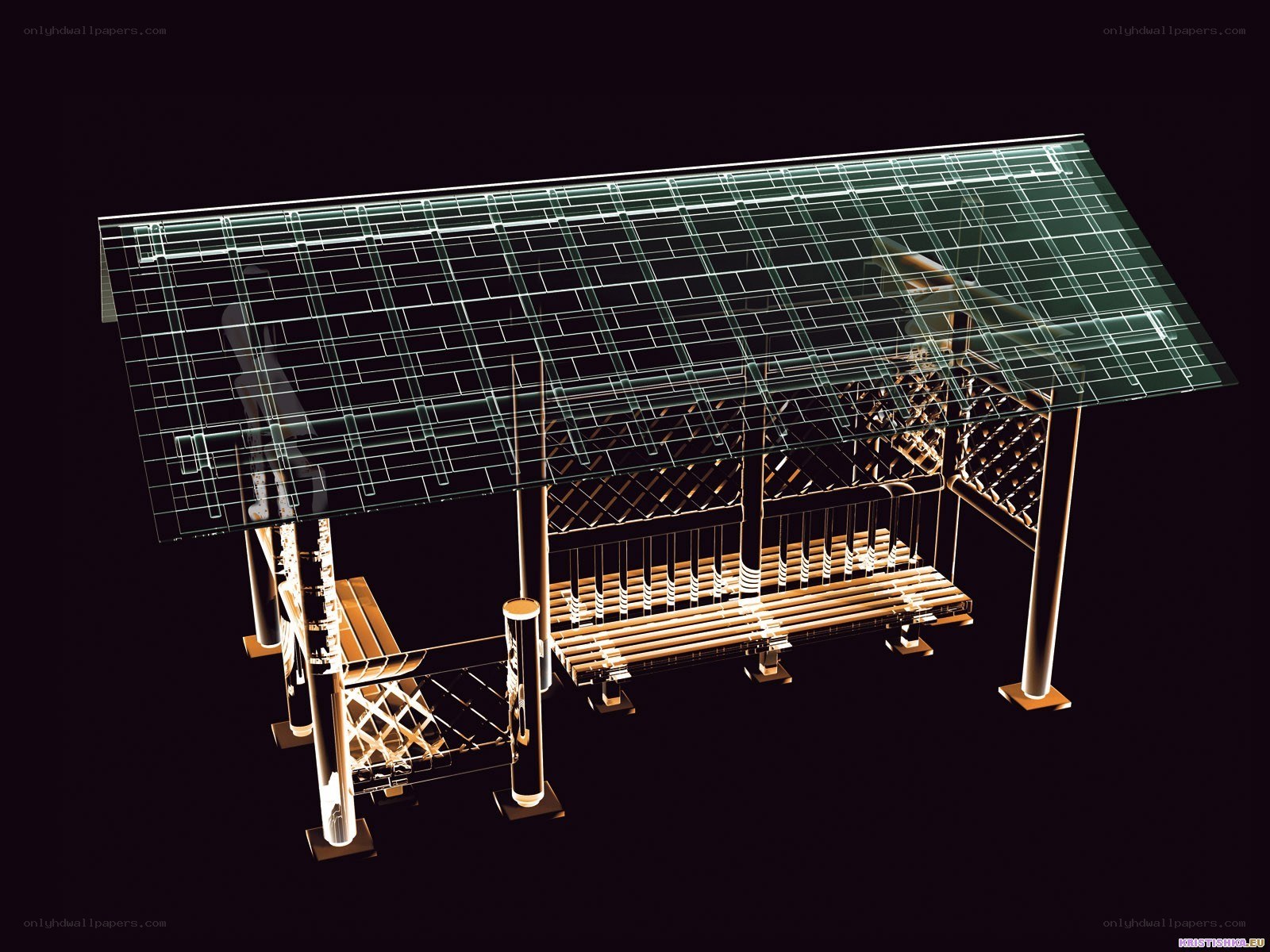 3D model of a bus stop