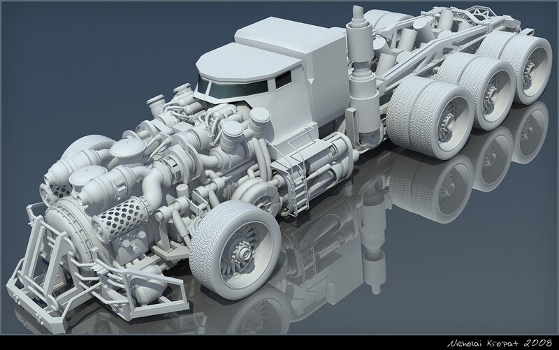 3D model of a futuristic truck