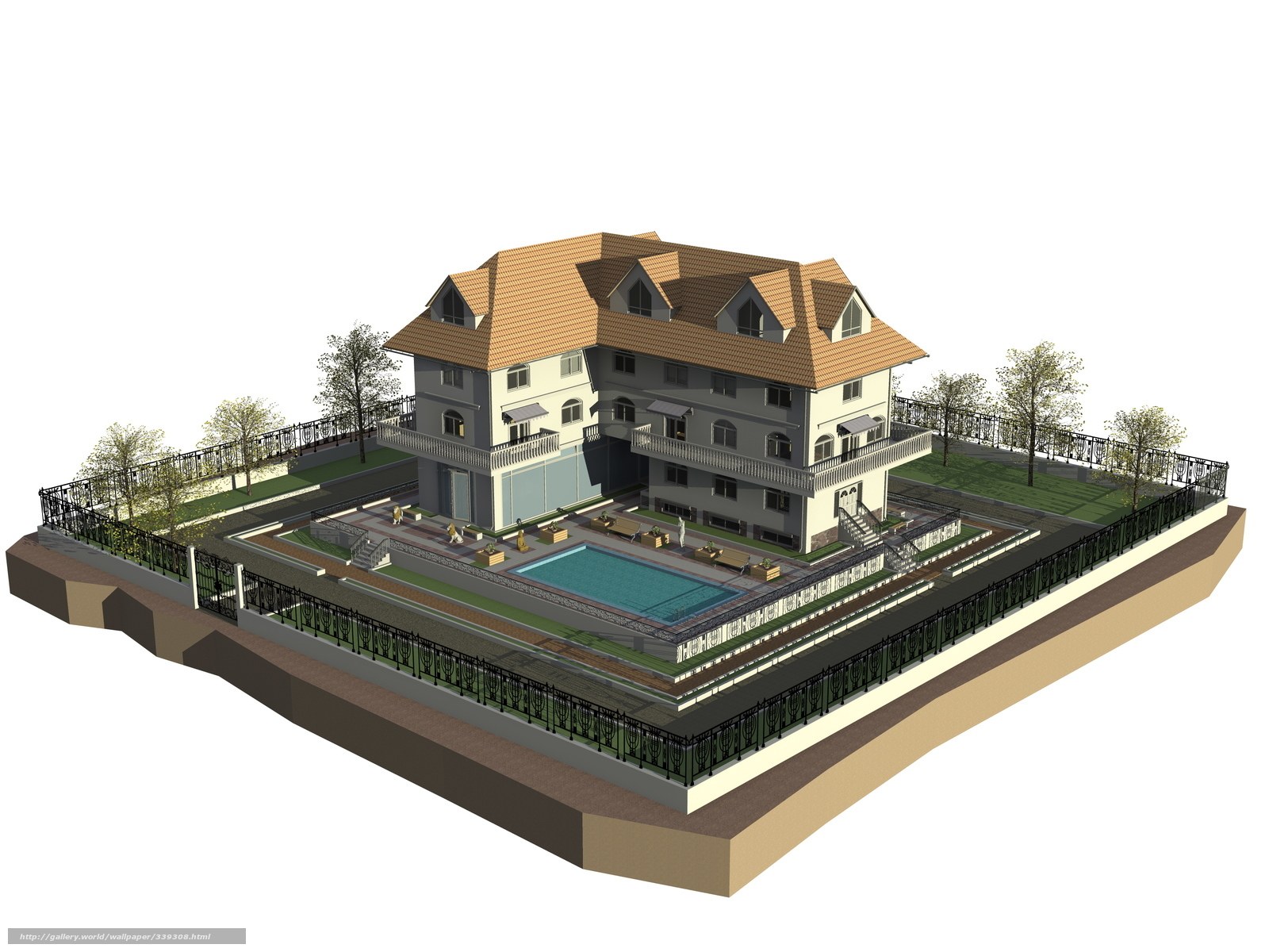 3D model of a luxury house