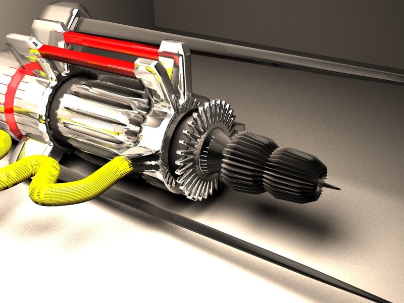 3D model of a motor assembly