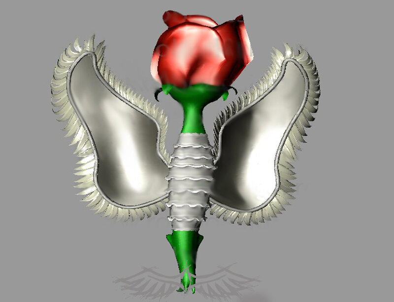 3D model of a rose with wings