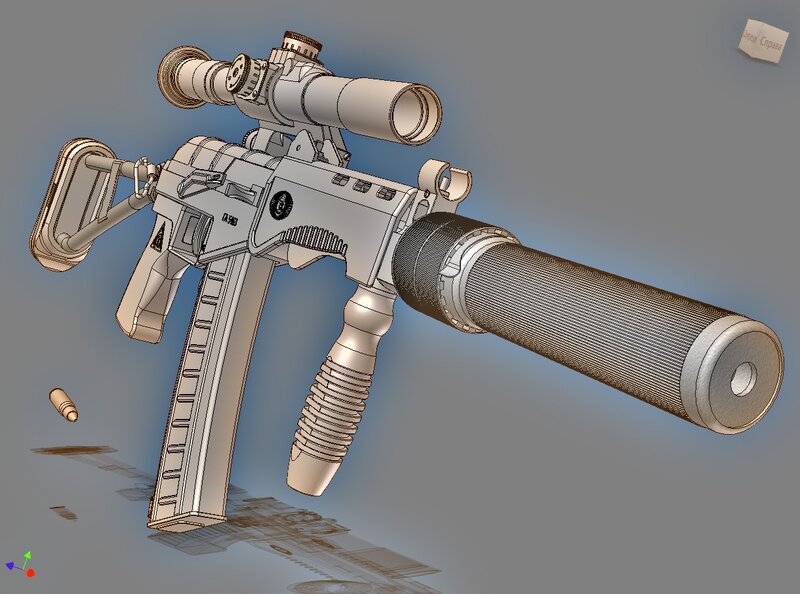 3D model of a tactical rifle