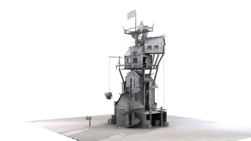 3D model of a tower house