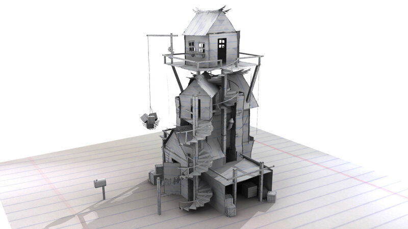 3D model of a tower house