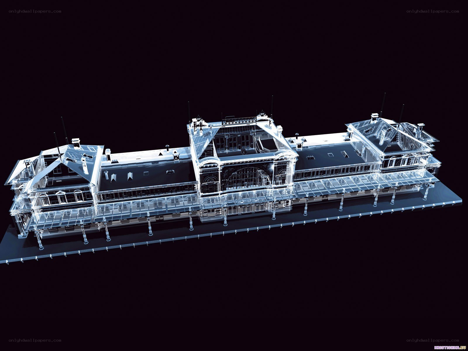 3D model of a train station
