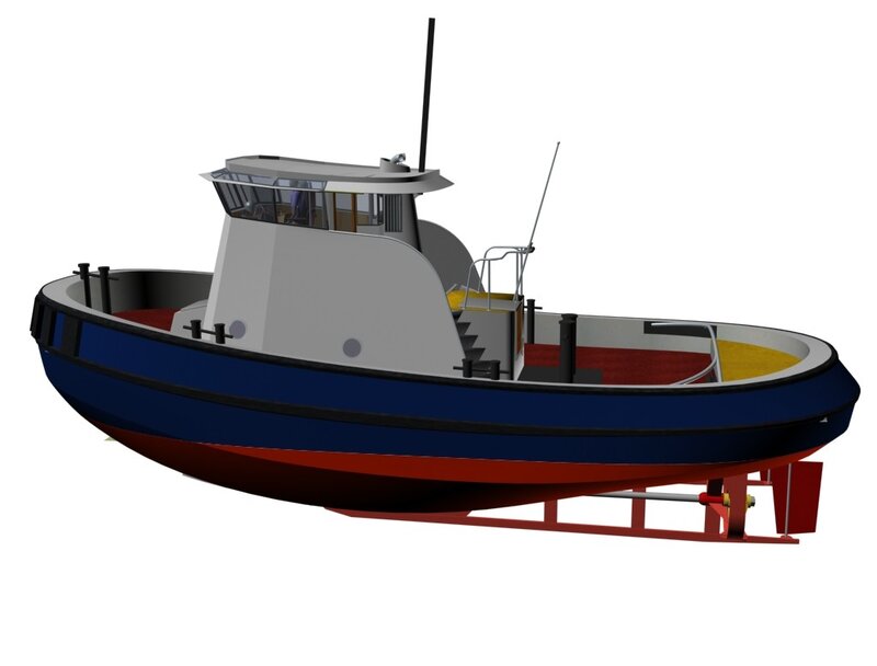 3D model of a tugboat