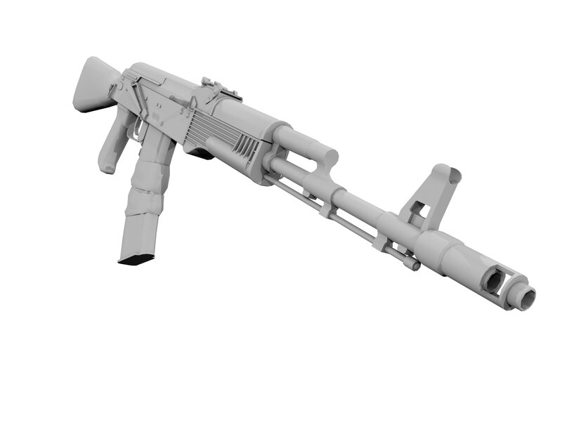 3d Model of Assault Rifle — Gray