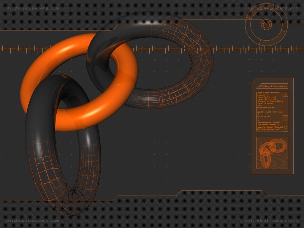 3D model of interlocking rings