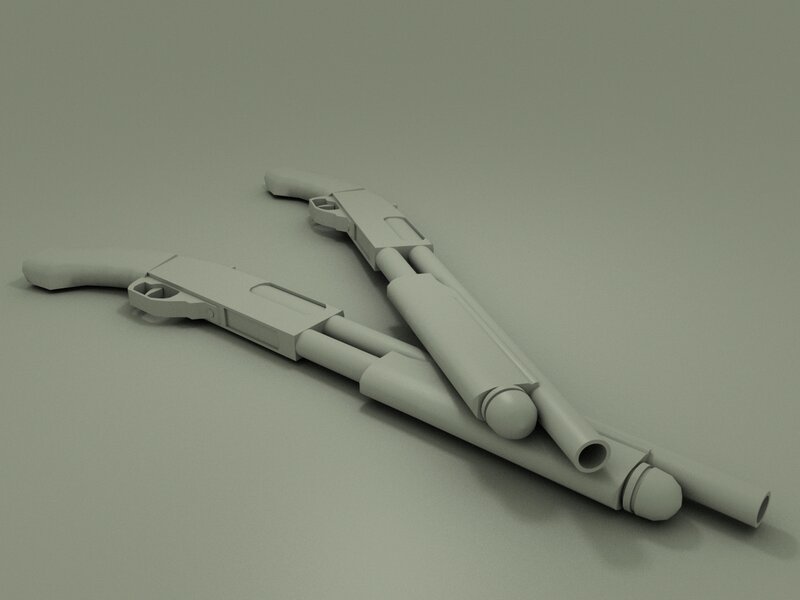 3D model of two shotguns