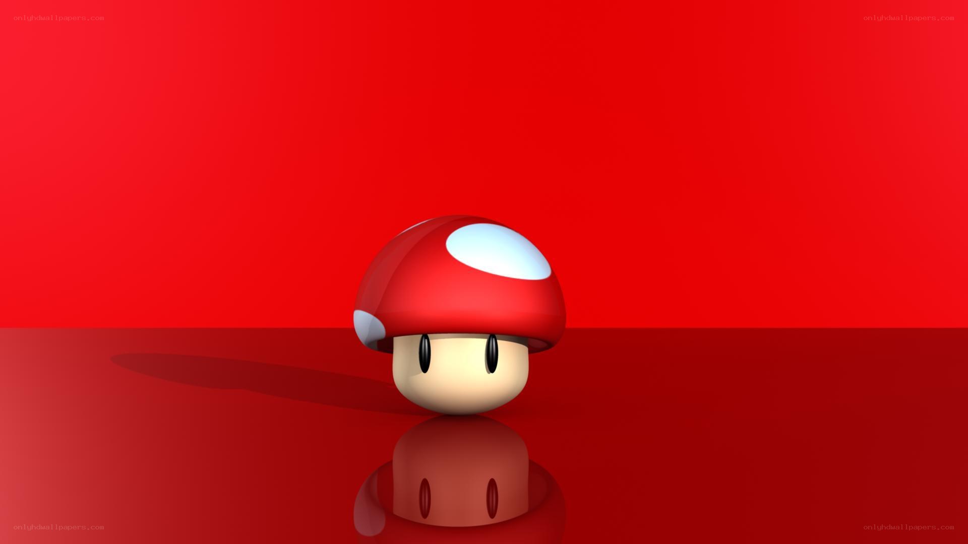 3D mushroom character on red
