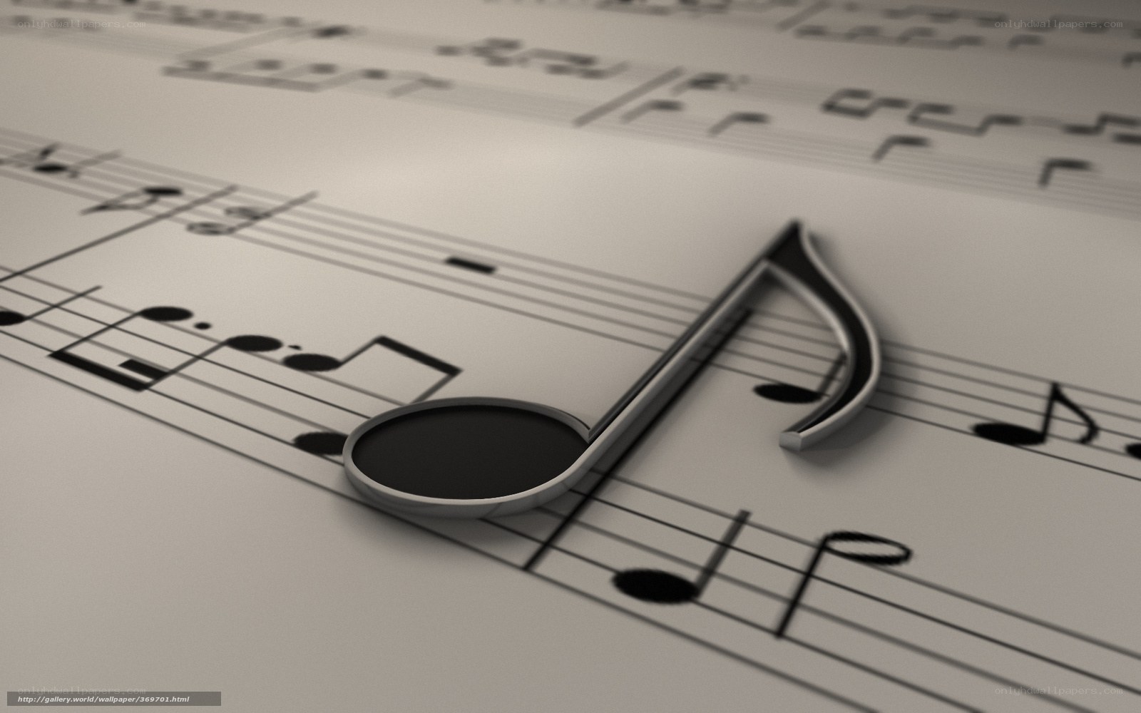 3D music note on sheet music