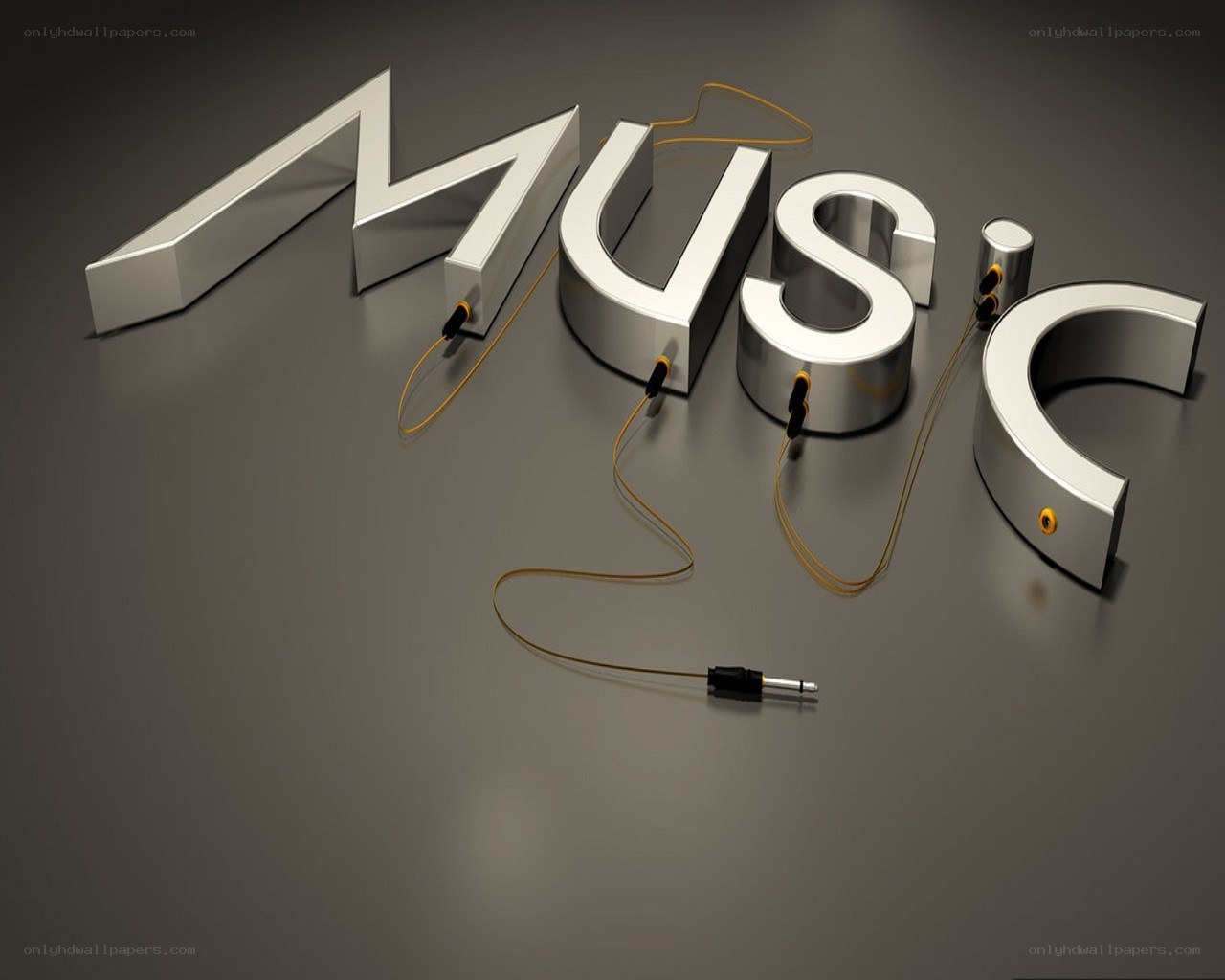 3D music text with audio cable