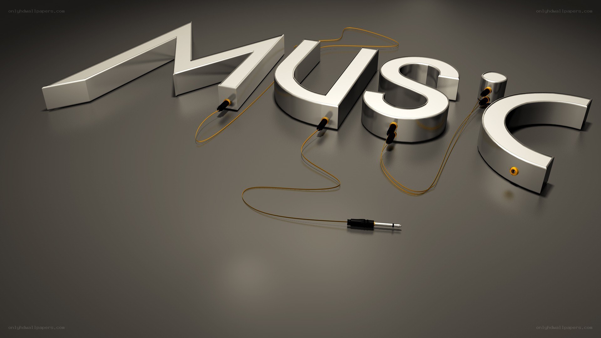 3D music text with audio cable