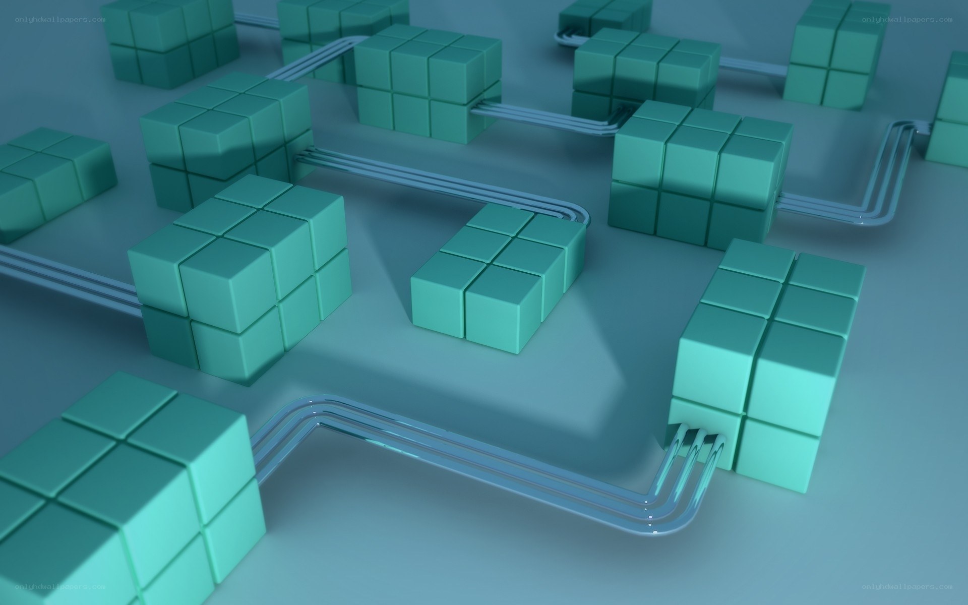 3D network of green cubes