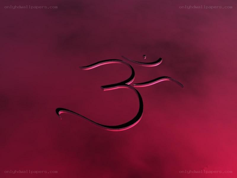 3D Om symbol on red background