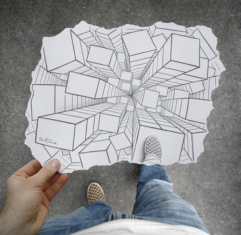 3D optical illusion drawing