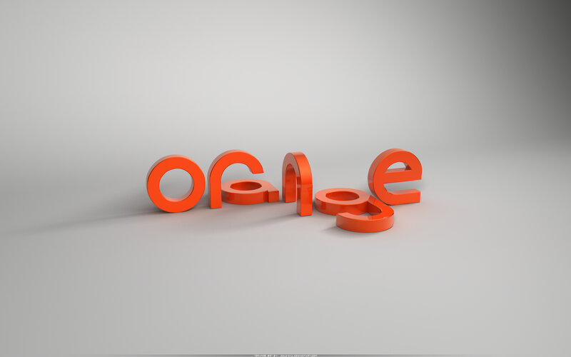 3D orange text on gray background
