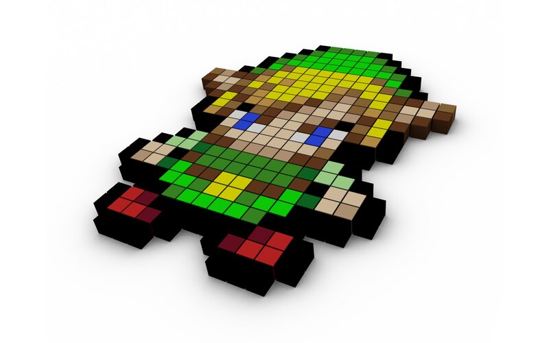 3D pixel art of a character